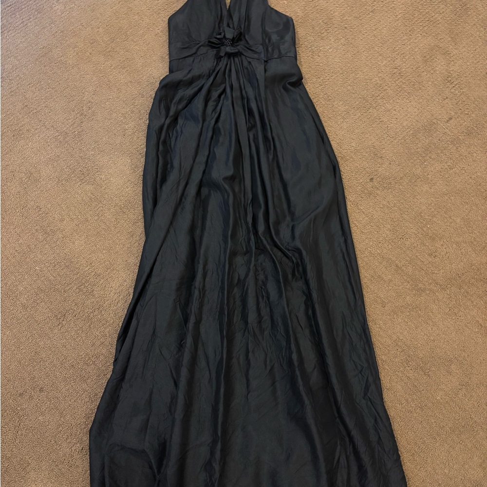 Black Ruched Halter Gown for Wedding